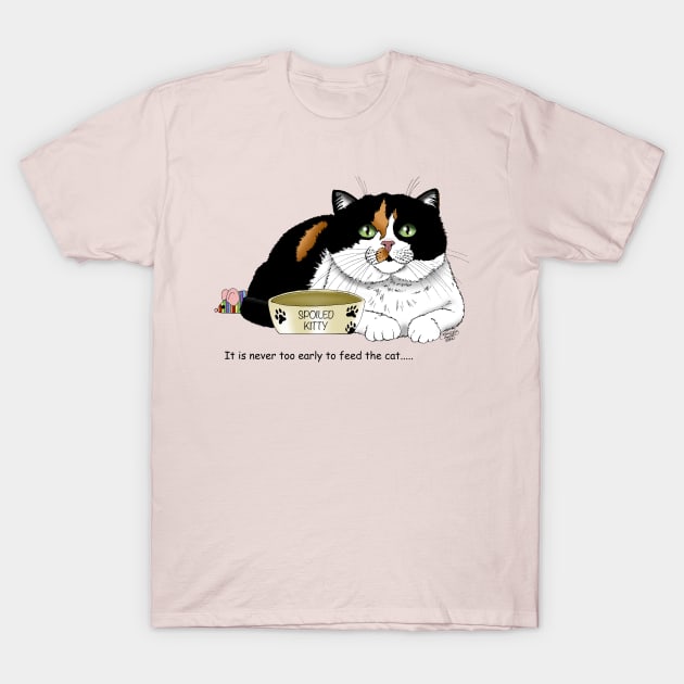 Calico Cat Food Bowl T-Shirt by tigressdragon